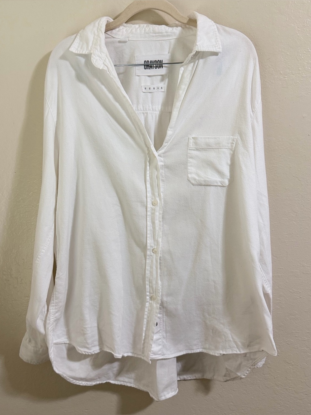 Grayson The Hero Cotton White Button Down Shirt Blouse Relaxed Fit Size M/L